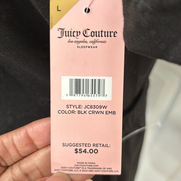 Juicy Couture black crown embellished 2 piece pajama set size L - Picture 5 of 5